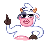 ☝️ cow, cartoon, animal, gesture, funny telegram sticker