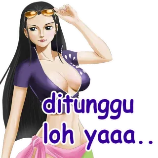 😘 Nico Robin One Piece ditunggu
loh yaaa.. Anime, Pirata, Sexy, Mulher, Óculos whatsapp sticker