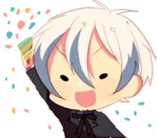 🎊 anime, character, celebration, confetti, cute, chibi whatsapp sticker