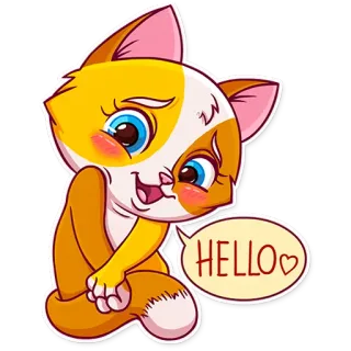👋 HELLO gatto, animale, ciao, carino, cartone animato, saluto telegram sticker