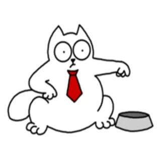 🥣 gato, animal, desenho animado, gravata, gato branco whatsapp sticker