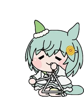 💠 anime, chibi, cute, cartoon, triangle, music whatsapp sticker