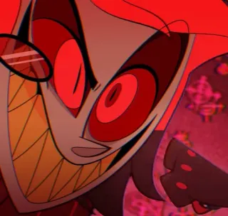 🍾 Alastor Hazbin Hotel Kreskówka, Demon, Czerwony, Straszny, Uśmiech telegram sticker