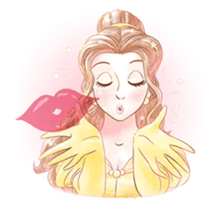 😘 Belle disney, die schöne und das biest, prinzessin, kuss, cartoon, fanart whatsapp sticker