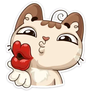 😘 고양이, 키스, 동물, 스티커, 만화 telegram sticker