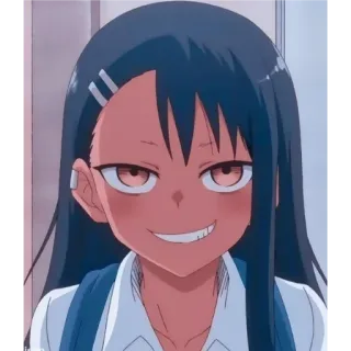 😆 Nagatoro Don't Toy with Me, Miss Nagatoro Anime, Nagatoro, Cartoon, Glimlach, Schoolmeisje telegram sticker