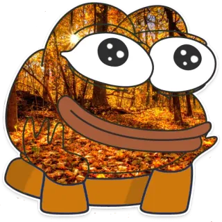 😍 Pepe the Frog pepe o sapo, meme, floresta, outono, outono, adesivo telegram sticker