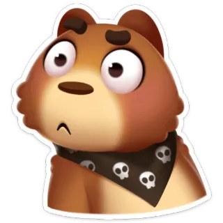 😳 медведь, мультфильм, животное, череп, бандана whatsapp sticker