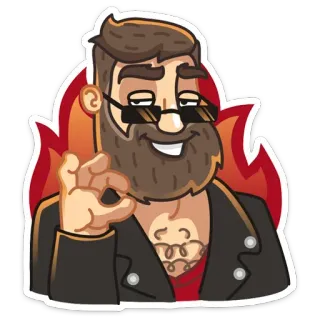 😎 hombre, barba, gafas de sol, ok, genial, pegatina whatsapp sticker