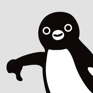 👎 pingouin, dessin animé, animal, oiseau, noir et blanc telegram sticker