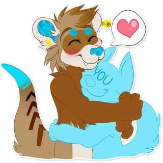 ❤ YOU Furry, Câlin, Amour, Amitié, Dessin animé, Animal whatsapp sticker