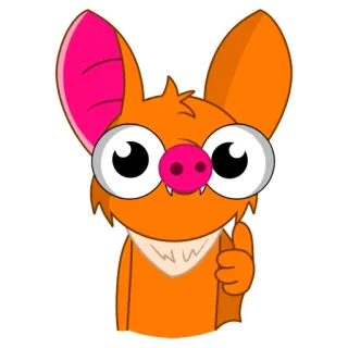 👍 летучая мышь, мультик, милый, животное, стикер, млекопитающее, оранжевый whatsapp sticker
