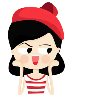 🙋 소녀, 만화, 빨간색, 여자, 행복한, 일러스트 telegram sticker