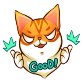 👍 Good! kat, emoji, duim omhoog, positief, goed telegram sticker
