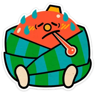 🤒 sakit, termometer, kartun, penyakit, sedih, flu, demam telegram sticker