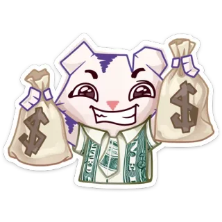 💰 Cartoon, Geld, Dollarzeichen, Reich, Tier, Figur, Finanziell, Währung telegram sticker
