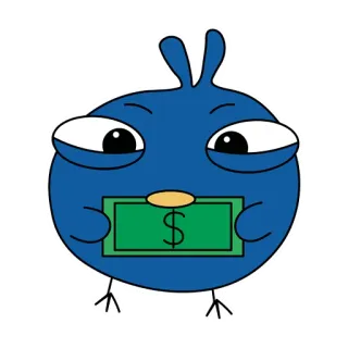 💸 pájaro, dinero, dólar, finanzas, dibujo animado, personaje whatsapp sticker