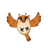 ❤️ burung, imut, kartun, binatang, terbang, burung kecil, cokelat telegram sticker
