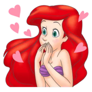 😍 Ariel disney, prinzessin, kleine meerjungfrau, herzen, cartoon telegram sticker