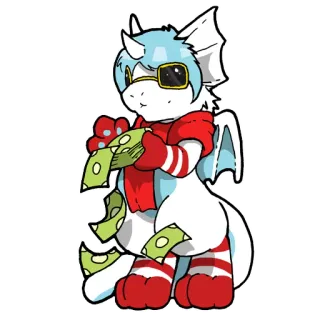😎 naga, uang, kartun, kawaii, imut, kekayaan, tokoh kartun telegram sticker
