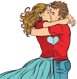 💏 baiser, amour, couple, romance, coeur, dessin animé, affection telegram sticker