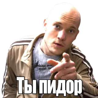 👬 Ты пидор ofensivo, insulto, apontando, careca telegram sticker
