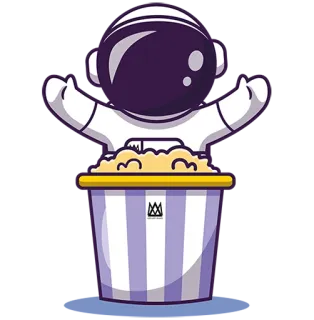 🍿 астронавт, попкорн, космос, фильм, развлечения, закуска, милый telegram sticker