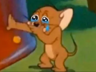 🎧 Jerry Tom and Jerry cartoon, muis, huilen, verdrietig, emotioneel whatsapp sticker