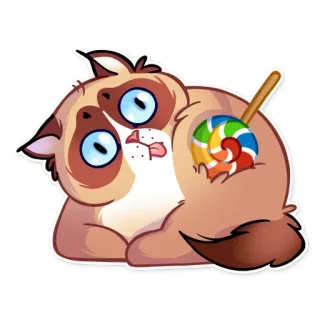 🍭 gato, pirulito, desenho animado, fofo, engraçado, adesivo whatsapp sticker