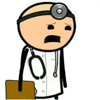 😟 Cartoon, Arzt, Medizinisch, Stethoskop, Traurig, Cyanide and Happiness telegram sticker