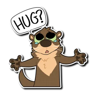 🤗 HUG? otter, sad, hug, animal, cartoon, cute telegram sticker