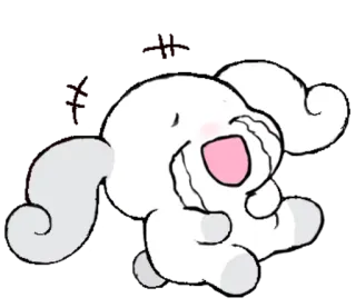 ☁ 슬픈, 울음, 흰색, 토끼, 귀여운, 만화 telegram sticker