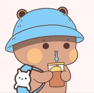 🍄 fofo, urso, bebida, desenho animado, animal, chibi telegram sticker