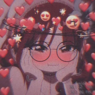 🤍 anime, carino, cuori, emoji, kawaii, cartone animato telegram sticker