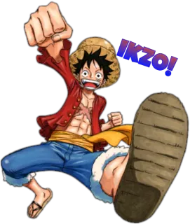 😃 Monkey D. Luffy One Piece Ikzo! 애니메이션, 원피스, 루피, 만화, 밀짚모자, 만화영화, 해적 telegram sticker