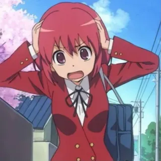 ❤️ anime, girl, school uniform, worried, red hair telegram sticker
