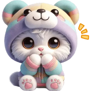 🫢 kot, słodki, kawaii, zwierzę, naklejka, kreskówka, niedźwiedź, bluza z kapturem whatsapp sticker