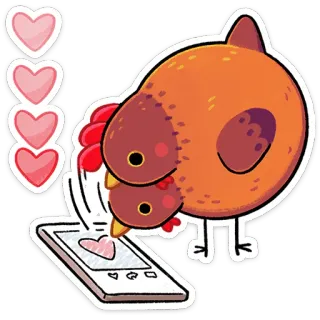 ⭐ kurczak, serca, telefon, miłość, słodkie, zwierzę, kreskówka telegram sticker