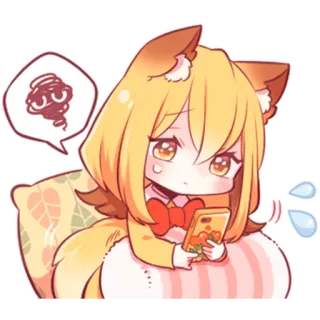 😟 anime, chibi, fox, cute, kawaii, manga telegram sticker