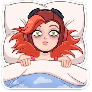 😴 ง่วง, เหนื่อย, เตียง, การ์ตูน, ตัวละคร telegram sticker