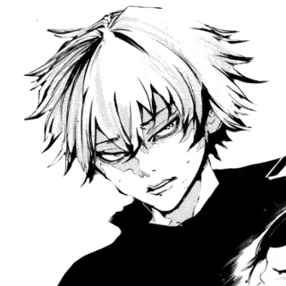 😒 Anime, Mangá, Personagem, Preto e branco, Emocional, Retrato telegram sticker