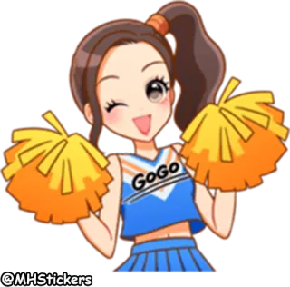 💃 GOGO Líder de torcida, Cheer, Pompons, Bonita, Garota, Anime telegram sticker