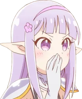 🤫 Anime, Elf, Süß, Lila Haare, Ausdruck, Charakter, Cartoon whatsapp sticker