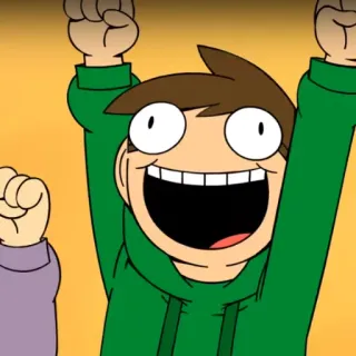 🗣 Edd Eddsworld การ์ตูน, ตื่นเต้น, มีความสุข, อนิเมชั่น, ตัวละคร whatsapp sticker