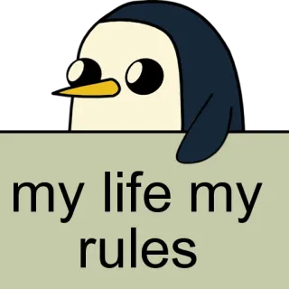 🐧 my life my rules pinguin, regeln, leben, comic, humor, motivation telegram sticker