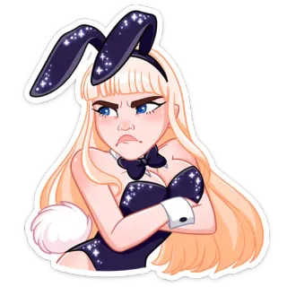 😒 девушка-зайчик, костюм, персонаж, мультфильм, женщина, кролик whatsapp sticker