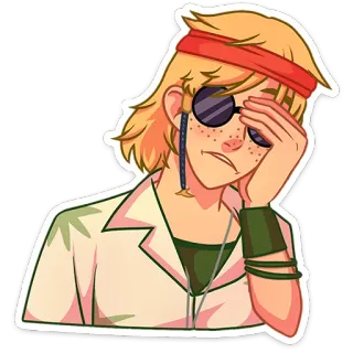🤦‍♀️ character, sticker, cartoon, blonde, headband, sunglasses telegram sticker