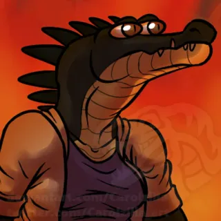 😳 antropomorfo, cocodrilo, dibujos animados, animal, personaje, reptil telegram sticker