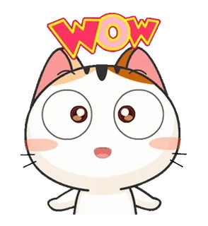 😲 WOW mèo, wow, dễ thương, động vật, hoạt hình, biểu cảm telegram sticker
