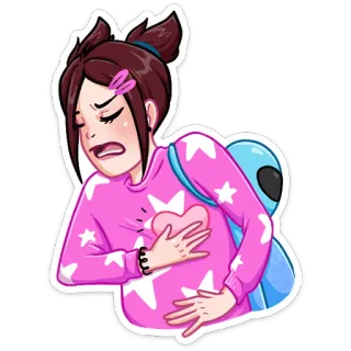🖤 sticker, cartoon, girl, sad, heartache, illustration telegram sticker